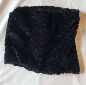 Fuzzy black loop scarf